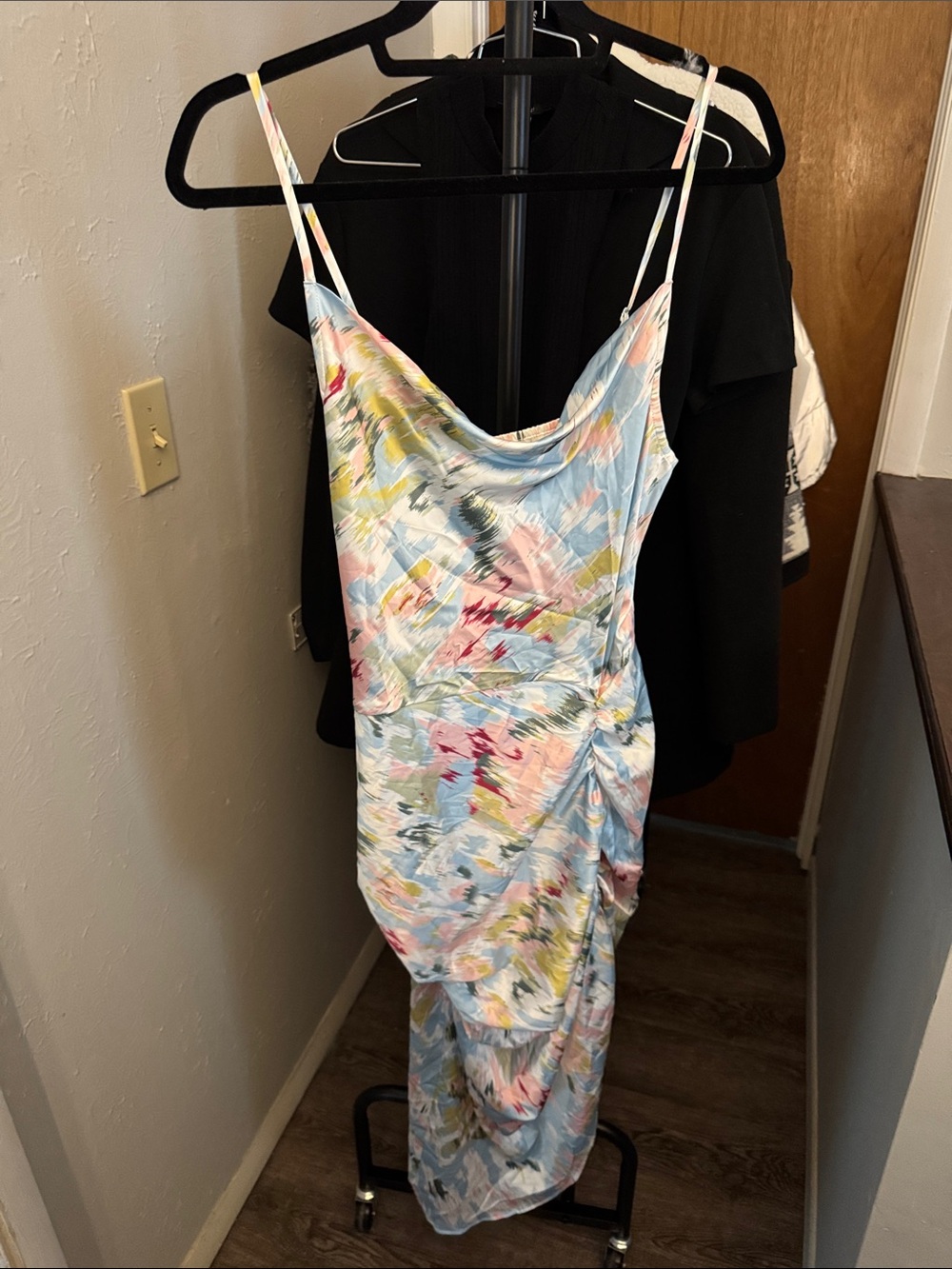 Cider Pastel Floral Slip Maxi Dress in Light Blue and Pink
